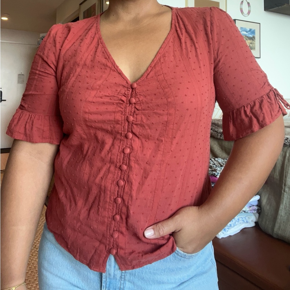 Madewell | burnt orange blouse | size 8
